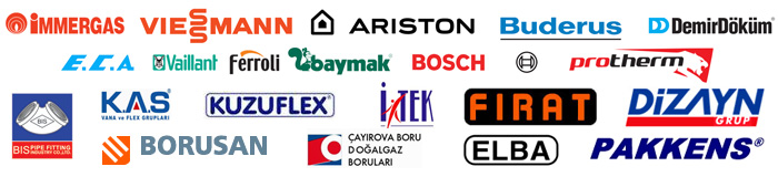 İmmergas - Viessmann - Ariston - Buderus - Demirdöküm - ECA - Vaillant - Ferroli - Baymak - Bosch - Protherm - BİS - KAS - Kuzuflex - İtek - Fırat - Dizayn - Borusan - Çayırova - Elba - Pakkens